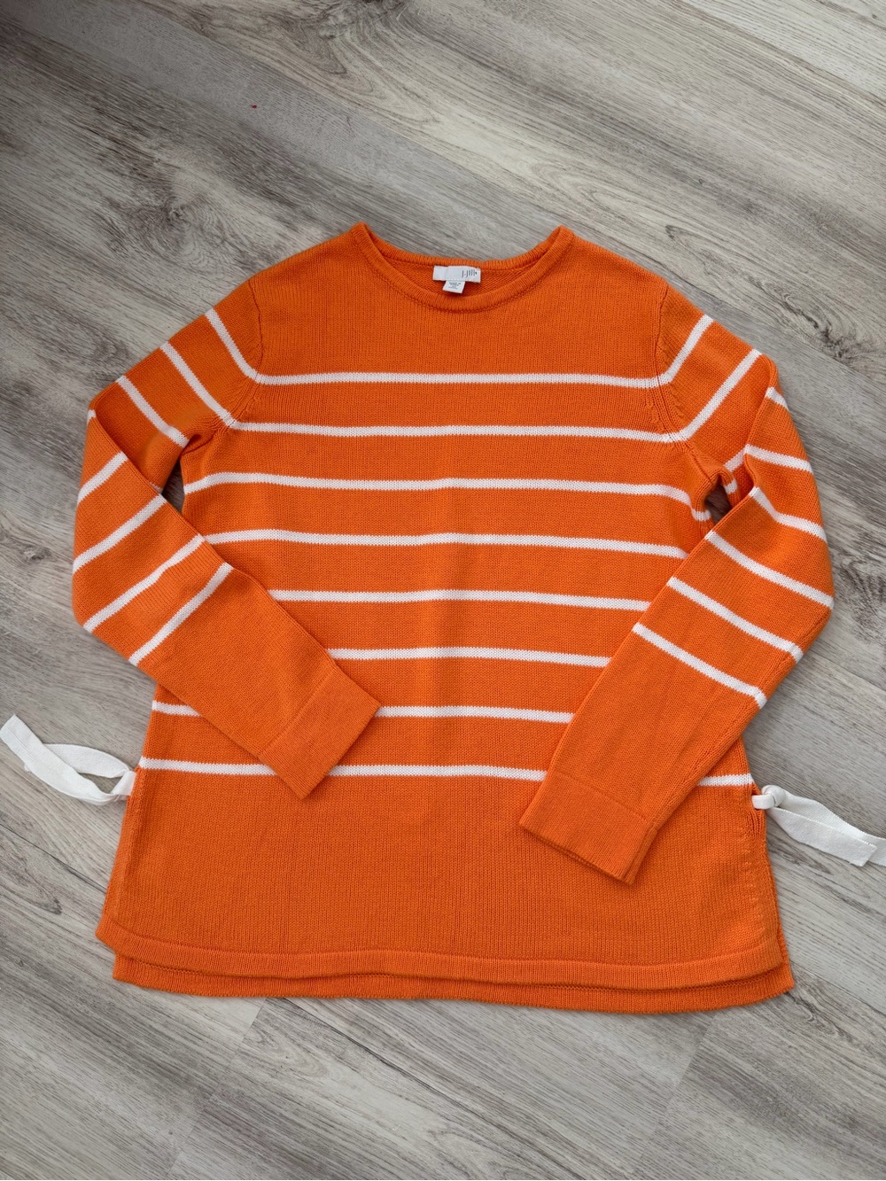 J. Jill Coral Knit Sweater with White Stripe
